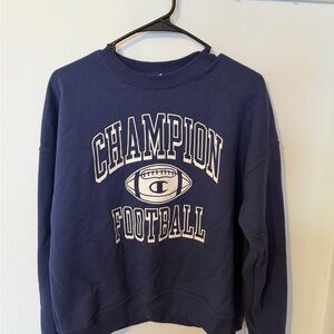 Champion Women's Navy Blue Football Crewneck